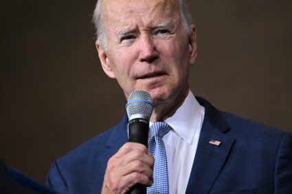 U.S. President Joe Biden speaks about lowering costs for American families at the East Portland Community Center, in Portland, Oregon, on October 15, 2022. Photo by SAUL LOEB/AFP via Getty Images