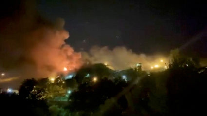 A view of smoke rising from Evin Prison in Tehran