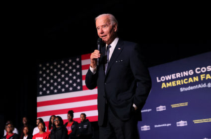 U.S. President Biden talks about student debt relief at Delaware State University
