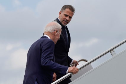 U.S. President Joe Biden and his son Hunter Biden board Air Force One as they depart for Charleston, South Carolina, from Joint Base Andrews in Maryland, U.S., August 10, 2022. Photo by Joshua Roberts/REUTERS