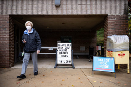 Residents drop off mail-in ballots in Bucks County