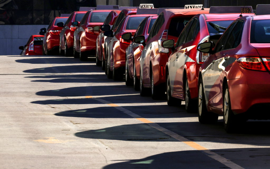 Taxis wait outside Union Station ahead of the Thanksgiving holiday in Washington