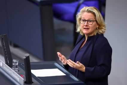 German Development Minister Svenja Schulze speaks during a plenary session at the German lower house of parliament, the Bundestag, in Berlin, Germany, September 29, 2022. Photo by Lisi Niesner/REUTERS