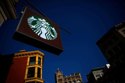 FILE PHOTO: FILE PHOTO: The sign of a Starbucks store is seen in New York