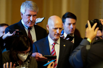 U.S. Senator Rick Scott (R-FL) arrives as Senate Republicans meet for leadership elections at the U.S. Capitol in Washington, U.S., November 16, 2022. Photo by Elizabeth Frantz/REUTERS