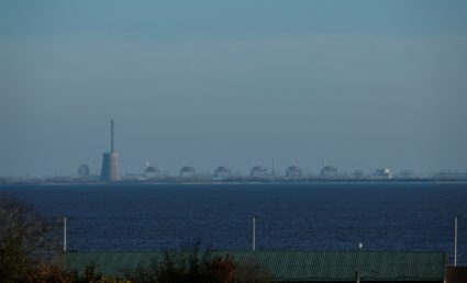 FILE PHOTO: View shows Zaporizhzhia Nuclear Power Plant from the town of Nikopol