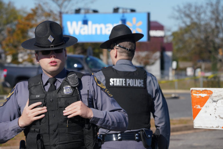 Aftermath of a mass shooting at a Walmart in Chesapeake