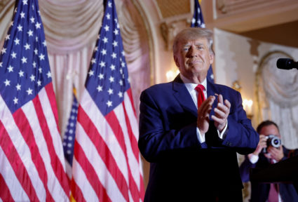 Former U.S. President Donald Trump announces he will run for president in 2024 at his Mar-a-Lago estate in Palm Beach