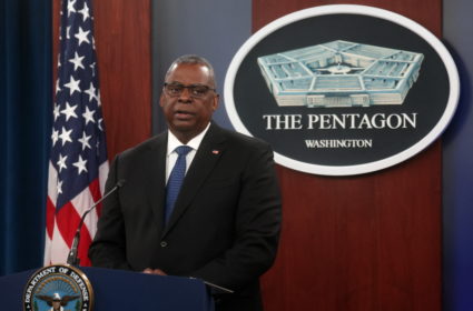 U.S. Defense Secretary Lloyd Austin gives a press briefing at the Pentagon in Washington, D.C., Oct. 27, 2022. Photo by Leah Millis/REUTERS