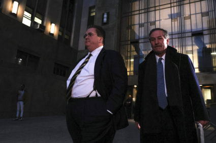 Trump Organization Lawyers William Brennan and Michael van der Veen exit the Manhattan Criminal Courthouse following the first day of jury deliberations in New York City, U.S., December 5, 2022. Photo by Brendan McDermid/REUTERS