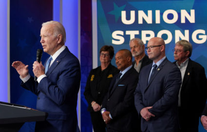 U.S. President Joe Biden speaks about building a stronger economy for union workers and retirees at the White House in Washington, U.S., December 8, 2022. Photo by Kevin Lamarque/REUTERS