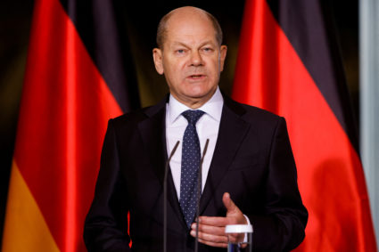 German Chancellor Scholz holds a news conference following a virtual meeting with G7 leaders in Berlin