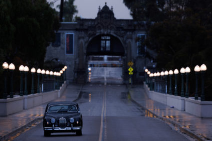 A winter rain storm keeps people and vehicles off the streets in San Diego, California