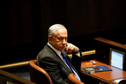 Israeli designate Prime Minister Benjamin Netanyahu attends a session at the plenum at the Knesset, Israel's parliament in...