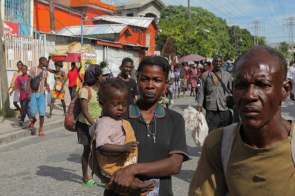 People displaced by gang war violence in Cite Soleil on the streets of Delmas neighborhood in Port-au-Prince
