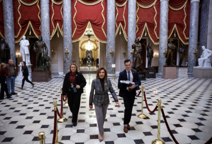 U.S. House Speaker Nancy Pelosi (D-CA) leaves the House floor on Capitol Hill