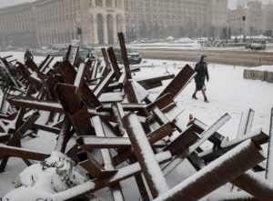 A snowfall in Kyiv