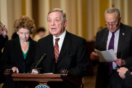 Senate Democrats hold weekly news conference in Washington