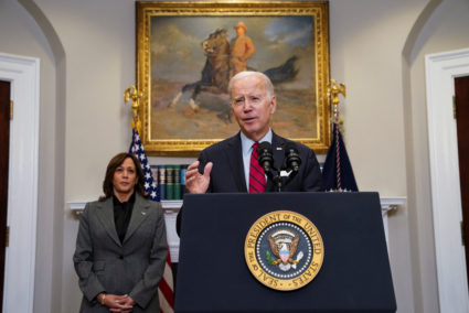 U.S. President Biden speaks about the U.S.-Mexico border during remarks at the White House in Washington