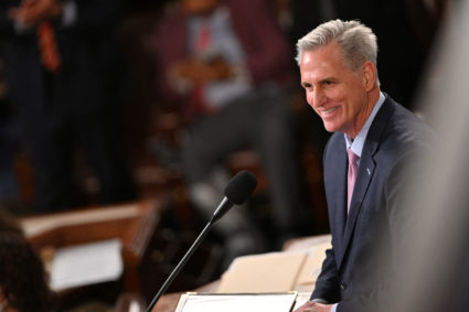 Speaker of the House Kevin McCarthy (R-CA) addresses the House after being elected Speaker of the U.S. House of Representatives in a late night 15th round of voting on the fourth day of the 118th Congress at the U.S. Capitol in Washington, U.S., January 7, 2023. Photo by Jon Cherry/REUTERS