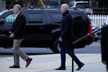 U.S. President Biden Arrives exits St. Edmond Catholic Church in Rehoboth, DE
