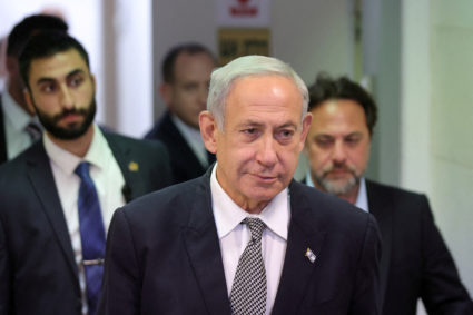 Israeli Prime Minister Benjamin Netanyahu attends a hearing at the Magistrate's Court in Rishon Lezion, Israel, 23 January 2023. Photo by ABIR SULTAN/Pool via REUTERS