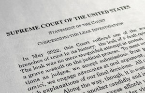U.S. Supreme Court report on May 2022 leak of a draft version of its ruling overturning Roe v. Wade is seen in Washington
