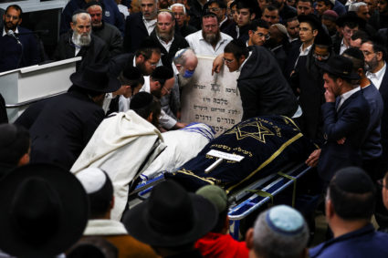 Funeral of Israeli couple killed in January 27 Jerusalem shooting attack by Palestinian, in Beit Shemesh