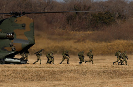 FILE PHOTO: Joint military drill among Japan, U.S., Britain and Australia at Narashino exercise field in Funabashi