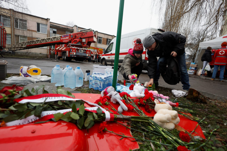 Site of a helicopter crash in Brovary