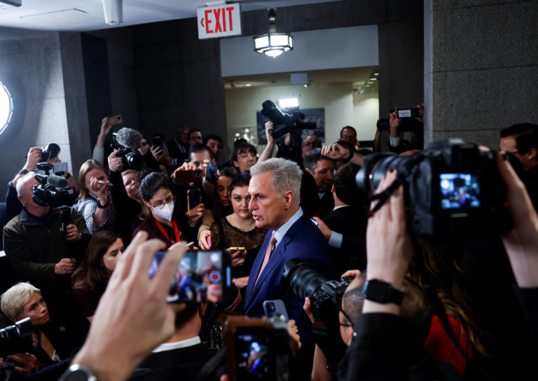 U.S. representatives and senators gather on the first day of the new Congress at the U.S. Capitol in Washington