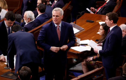 U.S. representatives gather to vote for their new Speaker of the House on the first day of the new Congress at the U.S. Ca...