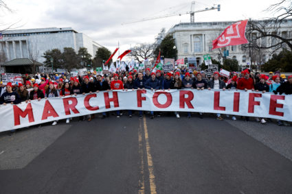 Anti-abortion demonstrators take part in the annual "March for Life" in Washington