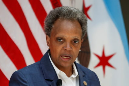 FILE PHOTO: Chicago's Mayor Lori Lightfoot attends a science initiative event at the University of Chicago in Chicago, Ill...