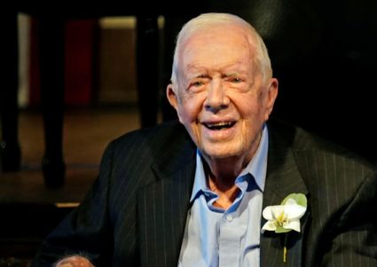 Former U.S. President Jimmy Carter and his wife, former first lady Rosalynn Carter celebrate their 75th wedding anniversar...