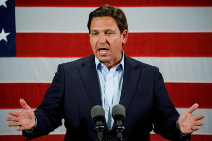 FILE PHOTO: Florida Governor Ron DeSantis holds a rally ahead of the midterm elections, in Hialeah