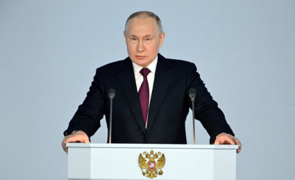 Russian President Putin delivers his annual address to the Federal Assembly in Moscow