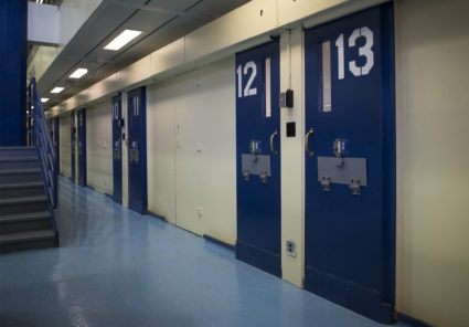 Jail cells are seen in the Enhanced Supervision Housing Unit at the Rikers Island Correctional facility in New York