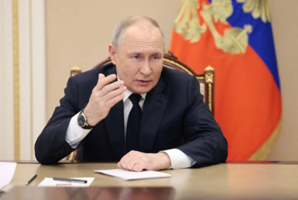 Russian President Putin takes part in the opening ceremony of the Year of Teacher and Mentor, via video link in Moscow