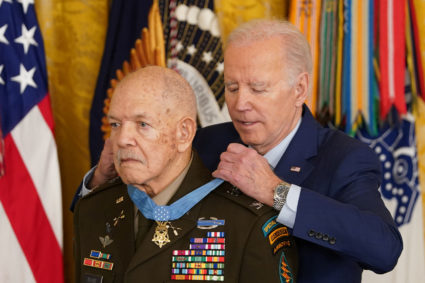 U.S. President Biden hosts Medal of Honor ceremony for retired Army Colonel Davis at the White House in Washington