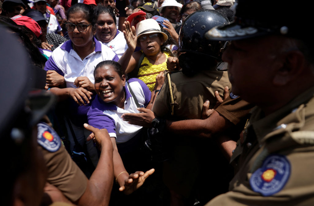 Women's Day protest against unfair income tax and high cost of living, in Colombo