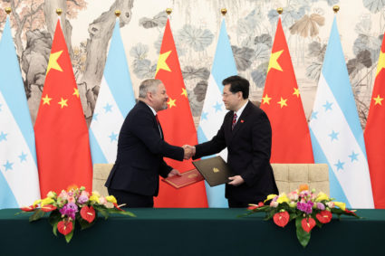 Honduras Foreign Minister Eduardo Enrique Reina meets Chinese Foreign Minister Qin Gang in Beijing