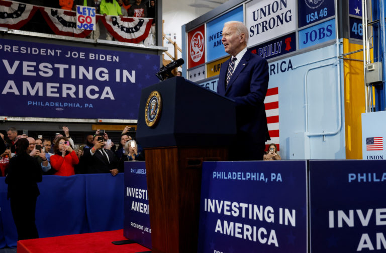 U.S. President Biden visits Philadelphia to deliver remarks about his budget for fiscal year 2024
