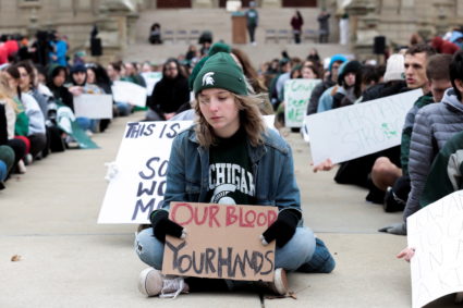 MSU students protest mass shootings in Lansing, Michigan
