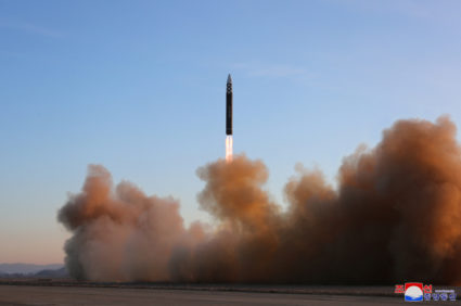 View shows missile fired by North Korean military