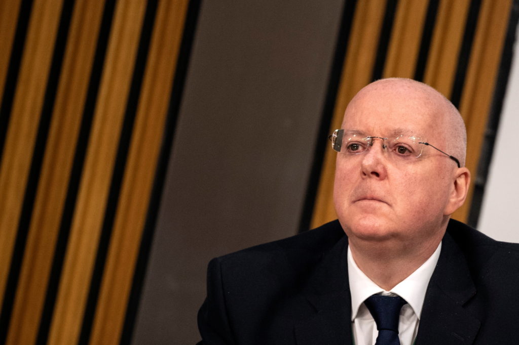 SNP Chief Executive Peter Murrell arrives to give evidence to a Scottish Parliament committee in Edinburgh