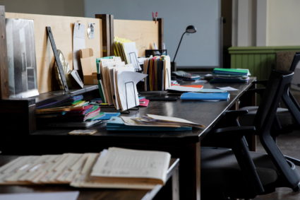 Desks sit empty inside the Grand Army of the Republic Building as employees continue to work remotely due to the coronavirus disease (COVID-19) pandemic in Detroit, Michigan, U.S., June 8, 2021. Photo by Emily Elconin/REUTERS