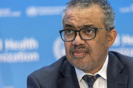 Director-General of the WHO Dr. Tedros Adhanom Ghebreyesus attends an ACANU briefing in Geneva