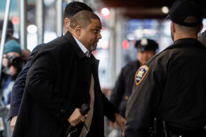 Manhattan District Attorney Alvin Bragg walks outside the District Attorney's offices as Bragg's office investigates $130,000 paid in the final weeks of former U.S. President Donald Trump's 2016 election campaign to Stormy Daniels, a porn star who said she had a sexual encounter with Trump in 2006 when he was married to his current wife Melania, in New York City, U.S. March 27, 2023.  Photo by Amanda Perobelli/REUTERS