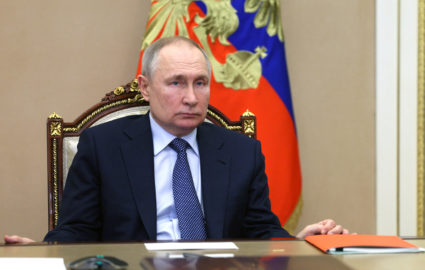 Russian President Vladimir Putin attends a Security Council meeting in Moscow